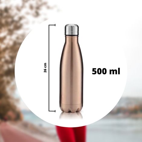 Trade Shop - Botella De Agua Deportiva 500 Ml De Acero Inoxidable Doble Pared Para La Escuela Deportiva - (1/4)