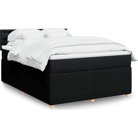 Boxspringbett mit Matratze Schwarz 140x200 cm Stoff