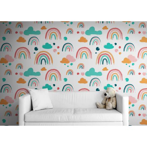 Papier Peint Enfant - Arc-en-Ciel Joyeux - 150 x 250 cm (1/2)