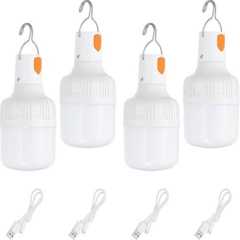 Linterna de camping, juego de 4 lámparas LED recargables para tiendas de campaña – portátil