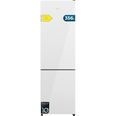 Cecotec Frigorífico Combi 356L Total NoFrost Bolero CoolMarket Combi 356i White Glass D. Alto 200cm, Ancho 59,5cm, Fast Freezing, FreshnessFlex HUB, HumidityFlex HUB, Luz LED y Display Interior (1/3)