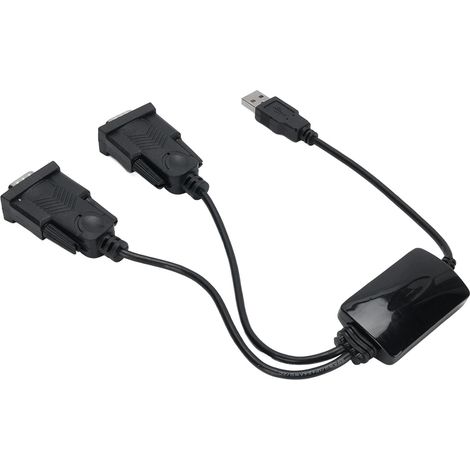 Câble adaptateur série Plug and Play USB 2.0 vers 2 ports série DB9 232 à 9 broches pour Windows 7, 8 et 10 (1/5)