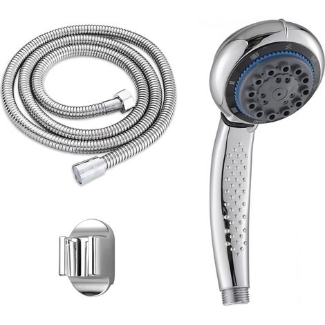 Kit Soffione Doccia Tubo Flessibile 1,8MT Supporto Muro Doccetta a Mano 03428