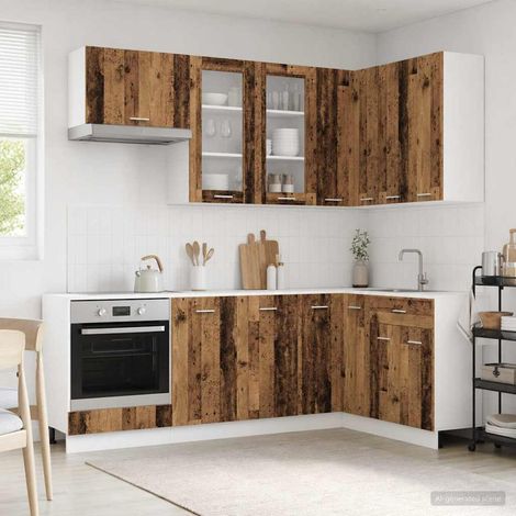 vidaXL Unité de cuisine LYON 8 pcs Bois ancien Bois d'ingénierie (1/5)
