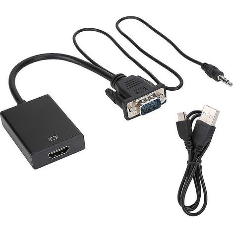 Câble adaptateur VGA vers HDMI avec connecteur en boucle, compatible avec les ordinateurs, les projecteurs et les téléviseurs HD 1080p. (1/4)