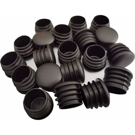 CHOYCLIT Runder Kunststoffstopfen, 20 Stück, schwarze Rohrendkappe, Stuhlgleiter, Möbelbein, Rohreinsatzabdeckung (25 mm)