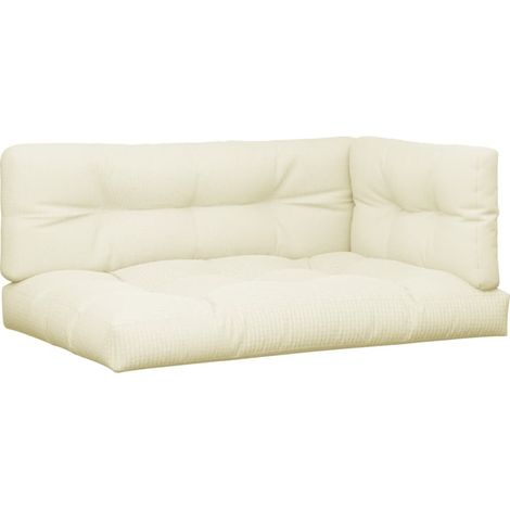 Maison Exclusive - Palettenkissen 3-tlg. Creme Stoff