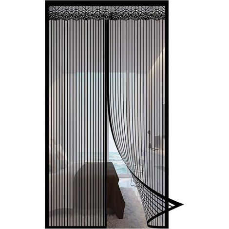 Magnetic mosquito net, 110 x 210 cm, insect and fly resistant, breathable design, suitable for French doors, black. (1/5)