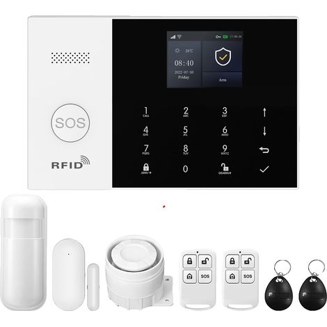 Système d'alarme sans fil, compatibilité avec la maison intelligente, alertes multifonctionnelles, 4G-A, Prise EU (1/2)