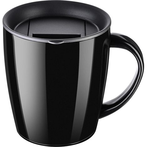 Thermosbecher 350ml Edelstahl Doppelwandig Vakuum Deckel Schawarz (1/5)
