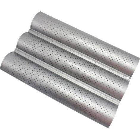 Cuisson Moule de Baguette Pain Français perforé antiadhésif-Argent (1/4)