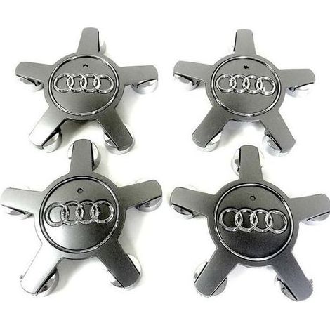 x4 centres de roue Gris emblème Audi cache moyeu - 4F0601165N (1/3)