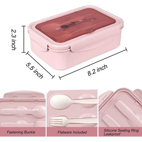 Lunchbox für Kinder und Erwachsene, 3 Fächer mit Besteck, portable isolierte Lunchbox, auslaufsicherer Lebensmittelbehälter