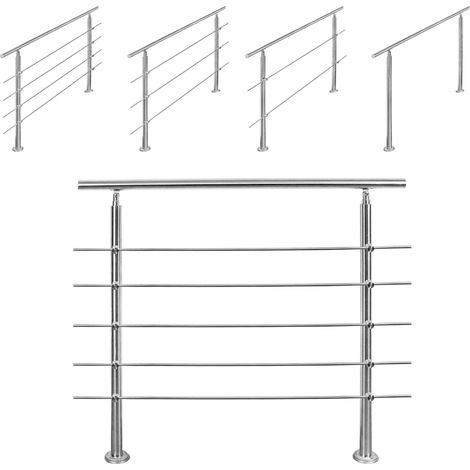 Treppengeländer Edelstahl Handlauf Brüstung Geländer Treppe (150cm, 5 Querstreben) (1/4)