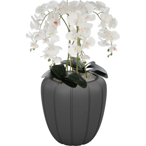 Orchidea artificiale, composizione floreale decorativa, design di facile manutenzione, BIANCO (1/5)