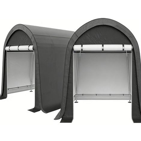 2er-Set  foliengerätehaus 3x3m  Gerätehaus mit UV-Schutz, Wasserabweisend, Stahl, PE, Grau, mit zwei Rolltor