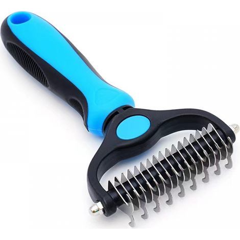 Peigne et brosse de toilettage professionnels pour chiens à poils longs, peigne de toilettage pour chiens et chats permettant d'éliminer le sous-poil (rose, grand format)-AquaForge (1/5)