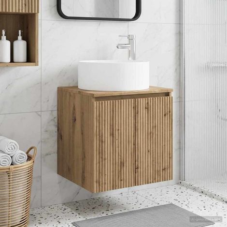 Vanidad de lavabo montada en la pared Roble Artesanal