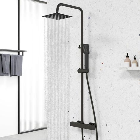 Biubiubath Modern Bathroom Shower Mixer Thermostatic Exposed Square Set (♀8 for a 2-year warranty included)