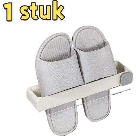 Porte-chaussons auto-adhésif sans perçage, gain de place, pour salle de bain et armoire. Dimensions 25 x 5 x 3,5 cm, jaune (1/4)