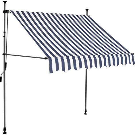 Tenda da Sole Tenda parasole Retrattile Manuale con LED 200 cm Blu e Bianca (1/3)