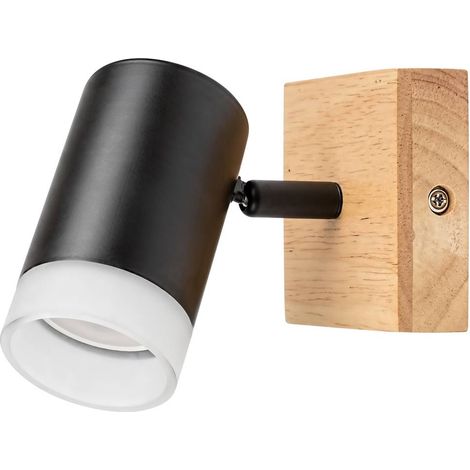 Lampe à taches toras en bois de bois en bois noir gu10 1 x max.5W b: 13cm Ø6cm dimmable (1/5)