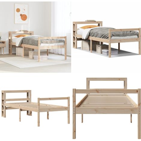 Lit pour personne âgée et tête de lit 75x190 cm bois pin massif - Bois de pin - Tête de lit (1/5)