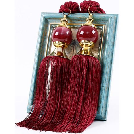 2 Pièces Attache Rideau Décoratif Doux et Délicat, Support pour Rideaux Maison Hôtel Rouge Vif (1/5)