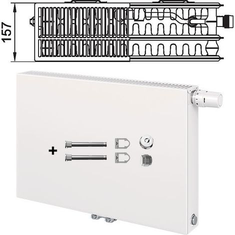 Kermi Therm-x2 Plan Vplus Radiateur à vanne Raccord central Type 33 905x1205mm Position de vanne à droite PTP330901201R1K (1/5)