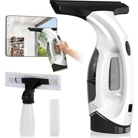 Lavavetri senza fili con autonomia di 30 minuti, spazzola da 28 cm e serbatoio da 150 ml per finestre, piastr e specchi (1/4)