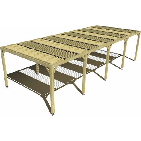 Pergola bois • 10m x 4m • indépendante • sens profondeur • lames orientables bioclimatiques incluses • livraison comprise (1/3)