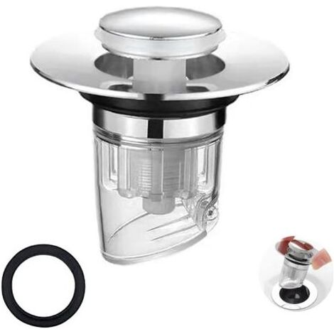 Bouchon Lavabo Salle de Bain, Clapet Bonde Lavabo, Pop Up Filtre Vidange Baignoire Universel Sink Drain Plug With Anti-Clogging Anti-Odeur et Anti-Insectes Strainer. (1/5)