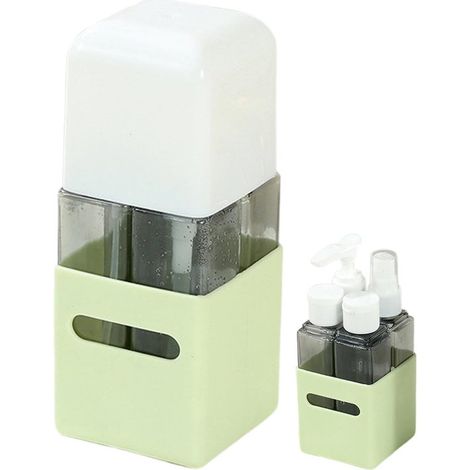 Lot de 4 flacons de voyage transparents - Distributeurs vides - Pour gel douche, après-shampoing et crème solaire (1/5)