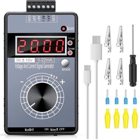 Portable Signal Generator, 4-20mA Voltage Current Signal Generator, 0-10V/0-22mA Adjustable Voltage Current Simulator, Rechargeable Analogue Signal Source Calibrator (1/5)