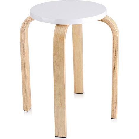 Tabouret empilable antidérapant en bois courbé, couleur bonbon, blanc, pour la décoration de chambre d'enfant (1/5)