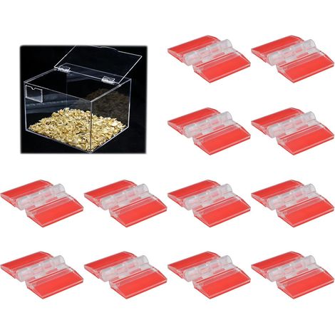 16er-Pack selbstklebende Scharniere aus transparentem Kunststoff, doppelseitig klebende Scharniere aus Acryl, geeignet für Schubladen, Schränke, Möbel und Ausstellungsständer (25 x 35 mm) (1/5)