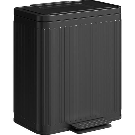 Poubelle cuisine 40L 2 compartiments tri sélectif pédale plastique métal noir
