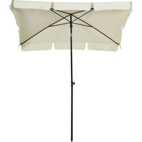 Parasol rectangulaire aluminium beige avec inclinaison 198 x 130 x 245 cm