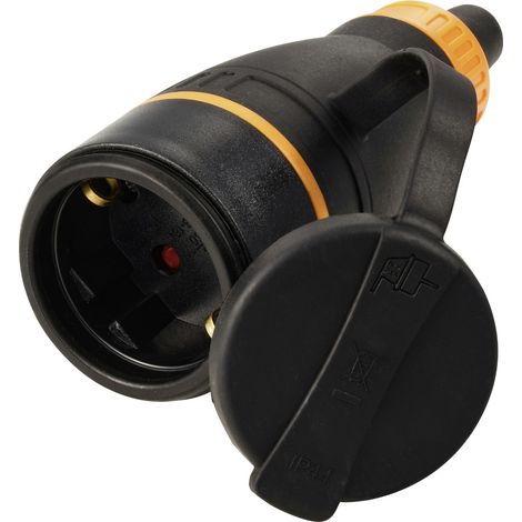 Sygonix SY-6618484 Schutzkontaktkupplung TPE, PC 250 V/AC Schwarz, Orange IP44 (1/5)