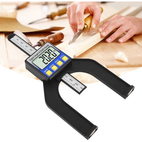 Règle de mesure de profondeur pour scie circulaire, jauge de limite numérique LCD pour le travail du bois, 0-80 mm / 0-31/8 po (1/5)