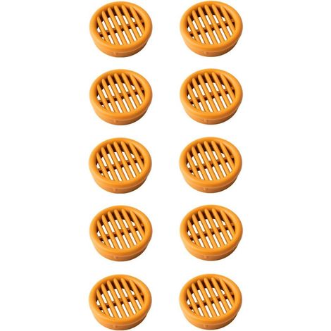 Cyclingcolors – Lot de 10 grilles d'aération rondes en plastique 35mm – Ventilation plafond et mur – Couleur marron clair cerisier – Installation encastrée