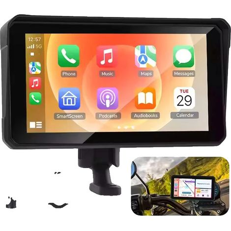 GPS de moto intelligent, écran de 6 pouces, étanche IP68, prend en charge Carplay sans fil, prend en charge Android Auto sans fil, surveillance de la pression des pneus (1/5)