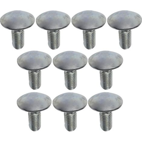 C49000 - Lot de 10 boulons de carrosserie/charrue à tête ronde à collet carré- M8x20mm - en acier zingué - DIN 603 (1/3)