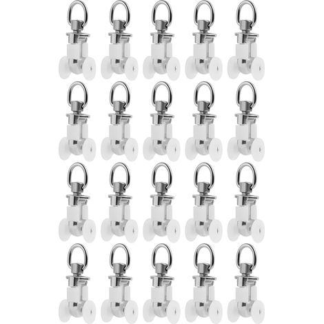 20 Pièces Rouleaux pour Rails de Rideaux en Métal, Accessoires de Glissement pour Voies de Rideau, Poulies pour Rails de Rideaux, Adaptés pour Salons, Chambres et Salles de Bain