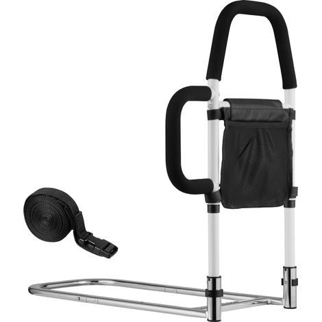 Barrière de lit personnes âgées, barre d’appui pour lit, avec poignée latérale et main courante en PU, hauteur réglable, en tube d'acier au carbone, rampe d'assistance de chevet pour patients (1/5)