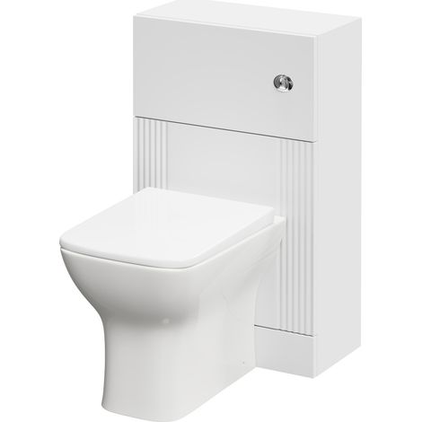Wholesale Domestic Avant Satin White 500mm Toilet Unit and Kingston Rimless Back to Wall Toilet Pan with Soft Close Toilet Seat