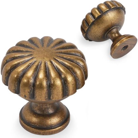 Poignées - Conviennent pour les armoires, les meubles de salle de bain, les boîtes à outils et les meubles - Lot de 2, couleur laiton, diamètre 24 mm (1/5)