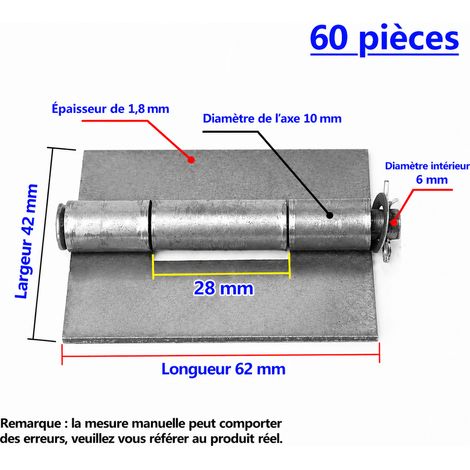 Charnière pliante amovible à souder en acier 6 x 4 cm pour camion et conteneur 6 cm 4 5 g – Livraison gratuite