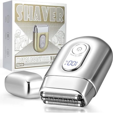 Mini Rasoir Électrique Hommes – Rasoir de Magnétique Voyage IPX6, Système Magnétique 2.0 Rechargeable USB, Tête Rotative 360° Ultra-Précise, Idéal Cadeau Homme(Argenté) (1/5)