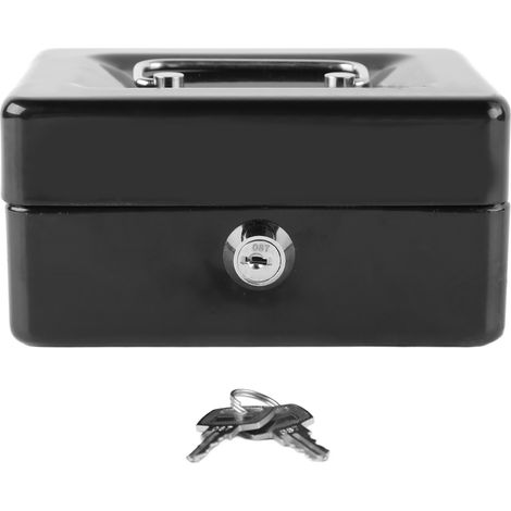 Coffre-fort métallique avec serrure, petit coffre de rangement portable sécurisé avec 2 clés pour argent, documents, maison ou voiture.